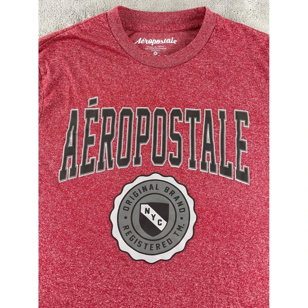 Aeropostale Mens Red Short Sleeve Graphic T Shirt Original Brand NYC Medium